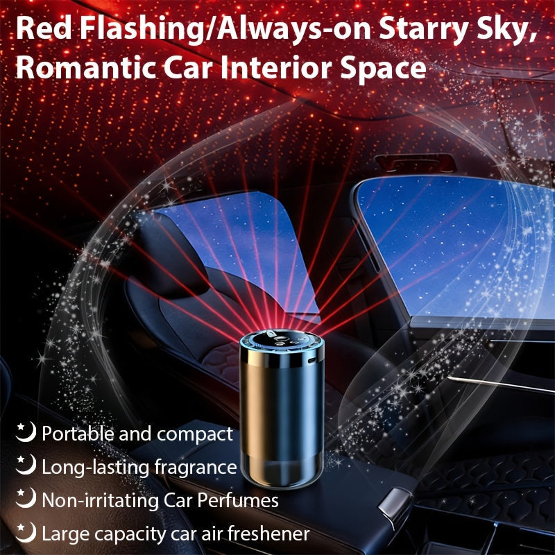 Smart Car Air Freshener with Aromatherapy & Starry Sky Light Display – Portable USB Car Humidifier, Dynamic LED Mood Light, Cologne & Perfume Bundle, Universal Fit, Car Gift & Holiday Gift for Men Women