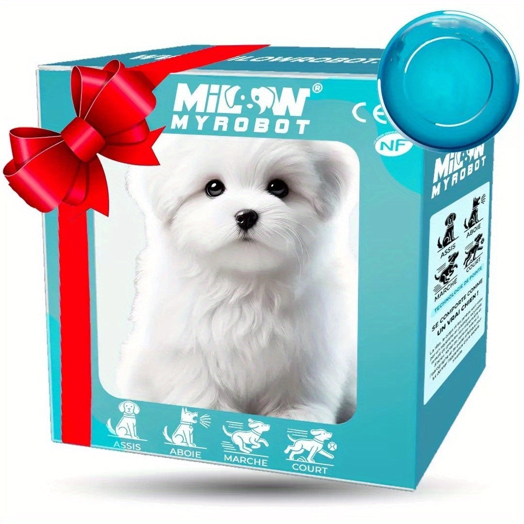 Interactive Robot Puppy Toy Walking Barking Tail Wagging Realistic Electric Simulation Dog with Dog Bone Accessory Gift Box Kids Birthday Christmas New Year Gift Boys Girls