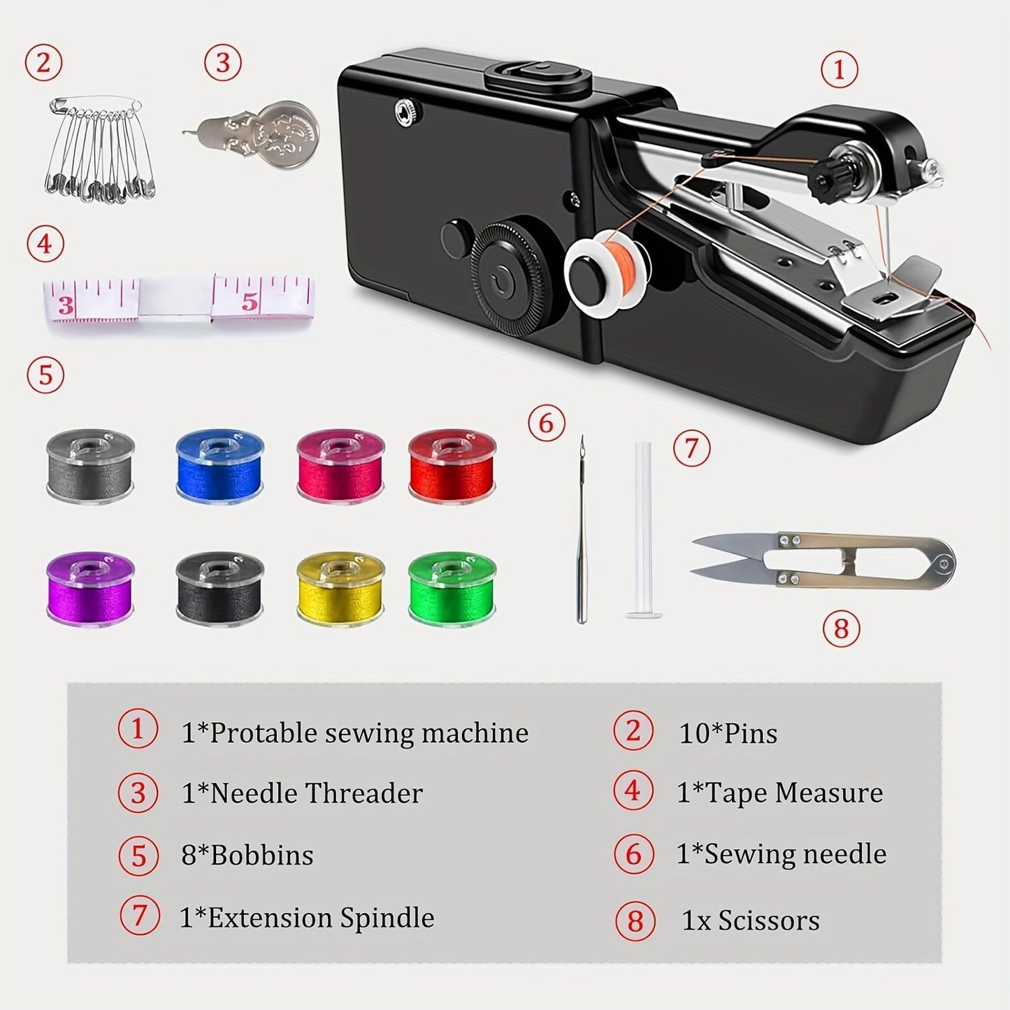 Handheld Mini Sewing Machine 36-Piece Set Cordless Portable Electric Sewing Kit for Beginners Adults Home Travel Clothes Repair Purple Black White Pink