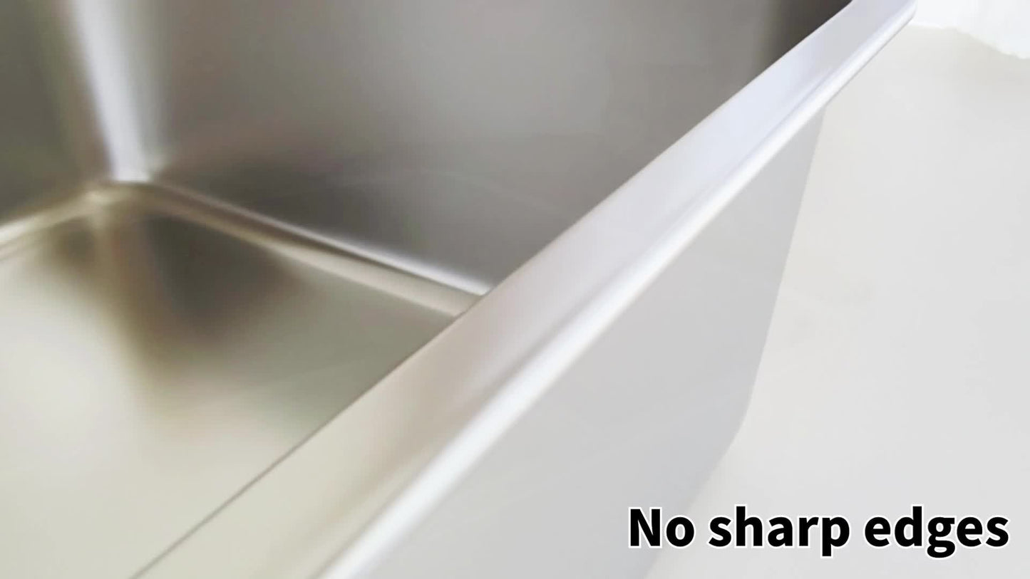 Stainless Steel Cat Litter Box XL – 2-Pack Extra Large Metal Litter Box, 6" Deep High Sides, Easy to Clean, Odor Resistant, for Big Cats & Multi-Cat Households, Rectangle Corner-Fit Design