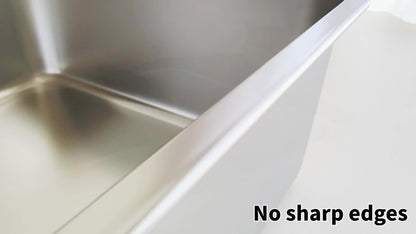 Stainless Steel Cat Litter Box XL – 2-Pack Extra Large Metal Litter Box, 6" Deep High Sides, Easy to Clean, Odor Resistant, for Big Cats & Multi-Cat Households, Rectangle Corner-Fit Design