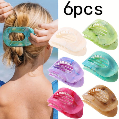 Oversized Shark Claw Hair Clips Set 5/6 Pcs – Non-Slip Extra-Large Flat Claw Clips for Thick Hair, Beach, Party & Everyday Wear, Vibrant Colors
