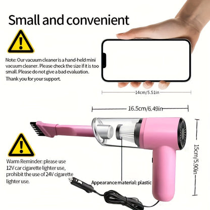 Pink Mini Handheld Car Vacuum Cleaner Strong Suction Dry Wet Cleaning for Pet Hair Cat Hair Multifunctional Portable Cordless Cute Design for Women Girls