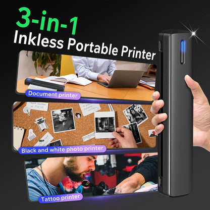 Portable Inkless Thermal Printer Wireless – D810B A4 & US Letter 8.5x11 Mobile Printer, 200 Sheets Per Charge, Compatible with iPhone Android & Laptop, for Home Office School Travel, Includes 20 Sheets