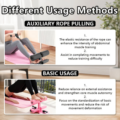Portable Sit Up Bar – 3-Section Adjustable Design, Dual Suction Cups & Resistance Bands, Lightweight Home Core Fitness Equipment for Small Spaces