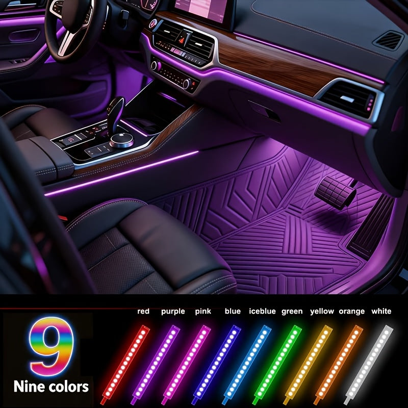 4pcs LED Car Interior Light Strip RGB Music Sync – 48 Color USB Remote Control Under Dash Ambient Lighting Kit for Car Truck SUV Van – Easy Install, No Battery Needed