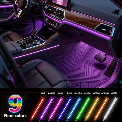 4pcs LED Car Interior Light Strip RGB Music Sync – 48 Color USB Remote Control Under Dash Ambient Lighting Kit for Car Truck SUV Van – Easy Install, No Battery Needed