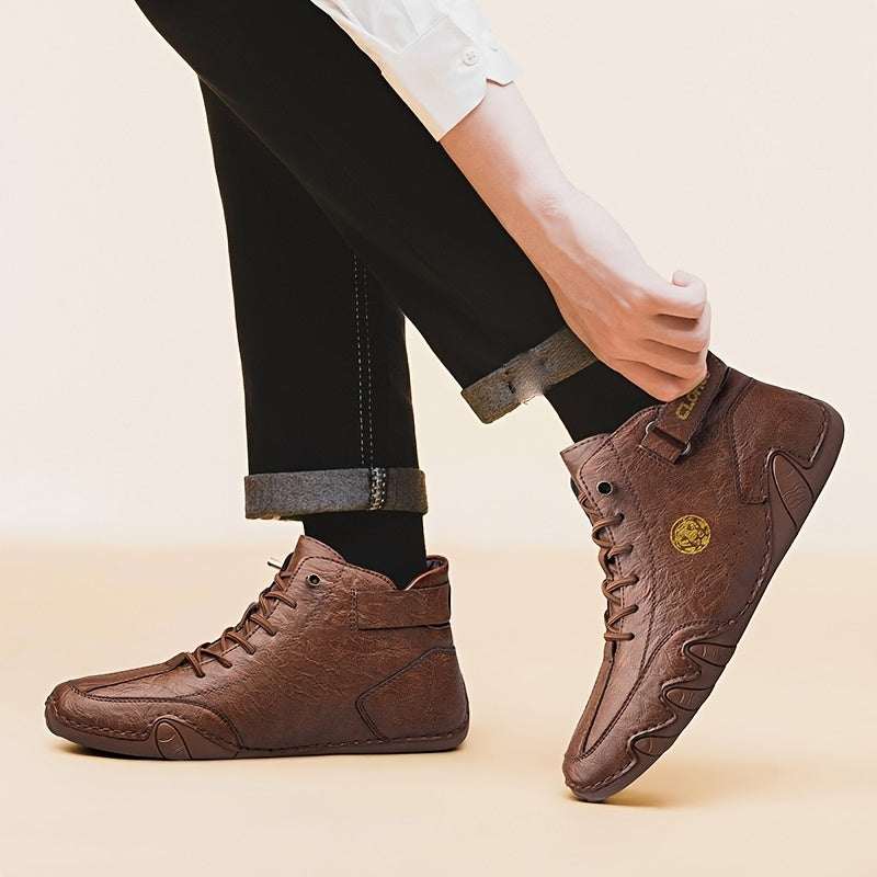 Men's High-Top Sneakers Breathable Lace-Up Casual Shoes Soft Rubber Sole Non-Slip Outdoor Walking Shoes for Men US 7-12 Multiple Colors