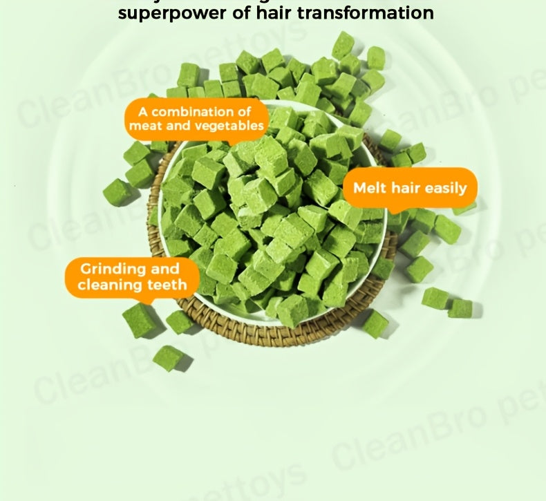 Freeze-Dried Cat Grass Hairball Control Tablets – Natural Mint Molar Sticks & Granules, Chicken Flavor Cat Snacks for Dental Health & Hair Removal