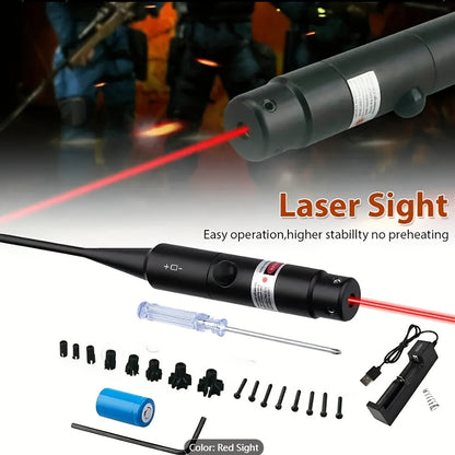 Laser Bore Sight Kit with 32 Adapters – Red & Green Laser Boresighter for 0.17 to 12GA, High Precision Rifle Zeroing Tool with 8-Hour Battery Life, Button ON/OFF for Hunting Shooting