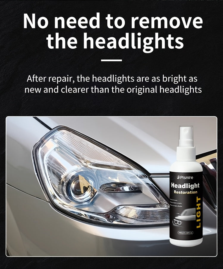 Ceramic Coating Headlight Restoration Spray 100ml – Advanced Ceramic Formula, No Polishing or Sanding Required, Spray-On Headlight Repair & Renovation Fluid, Restores Clarity Fast, Universal Fit for All Car Models, Headlight Cleaner & Protectant