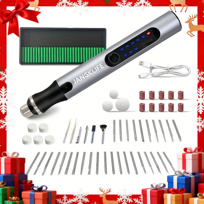 Cordless Rotary Tool Rechargeable Engraving Pen Adjustable Speed Electric Carving Pen for Wood Engraving Sanding Polishing Etching Grinding Cutting DIY Crafts Portable Handheld Hobby Tool