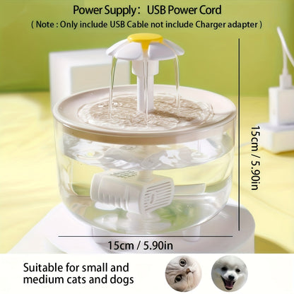 Pet Water Fountain 50oz Quiet USB-Powered BPA-Free - Automatic Drinking Fountain for Cats and Small Animals, Easy to Clean, No Battery Required, Continuous Fresh Filtered Water Dispenser