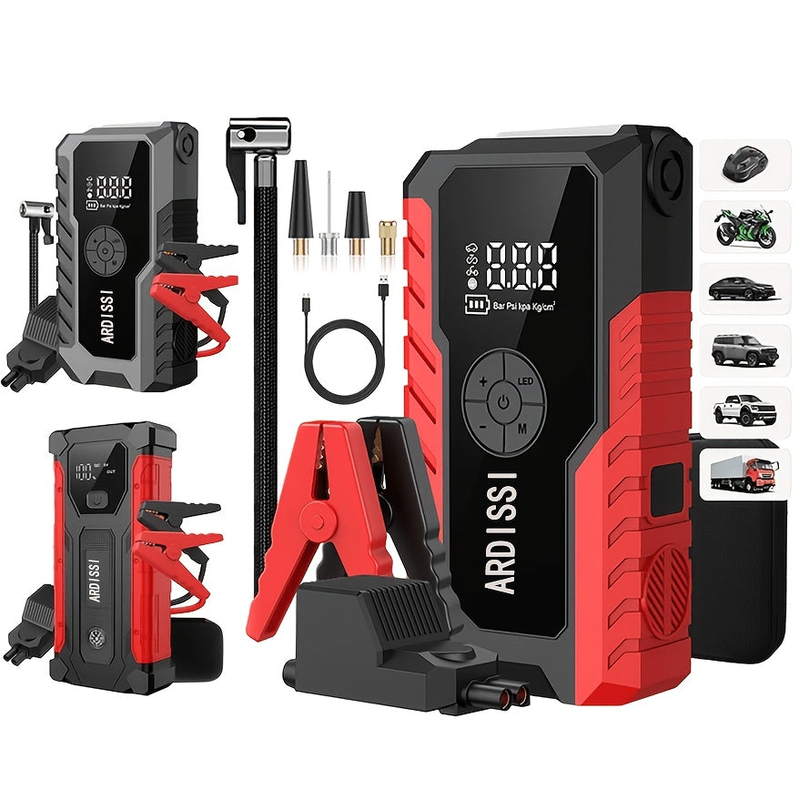 5000A Peak Portable Car Jump Starter with 150 PSI Air Inflator Pump – 10000mAh All-in-One Emergency Battery Booster, Type-C, LED Light for 12V Gas & Diesel Cars, Trucks, SUVs & Motorcycles