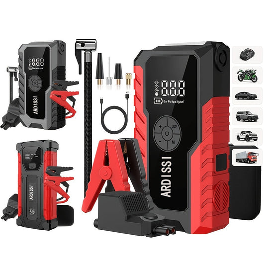 5000A Peak Portable Car Jump Starter with 150 PSI Air Inflator Pump – 10000mAh All-in-One Emergency Battery Booster, Type-C, LED Light for 12V Gas & Diesel Cars, Trucks, SUVs & Motorcycles