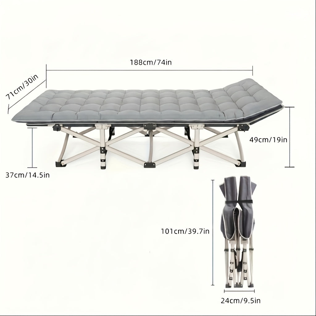Heavy Duty Folding Camping Bed with Flip-Up Mattress Included 450-600 lbs 70-75 Inch Portable Guest Bed for Adults Teenagers Travel Garden Balcony Outdoor