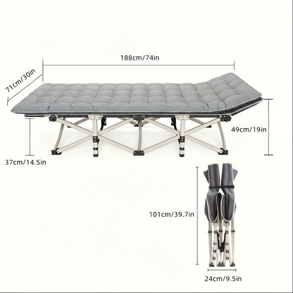 Heavy Duty Folding Camping Bed with Flip-Up Mattress Included 450-600 lbs 70-75 Inch Portable Guest Bed for Adults Teenagers Travel Garden Balcony Outdoor
