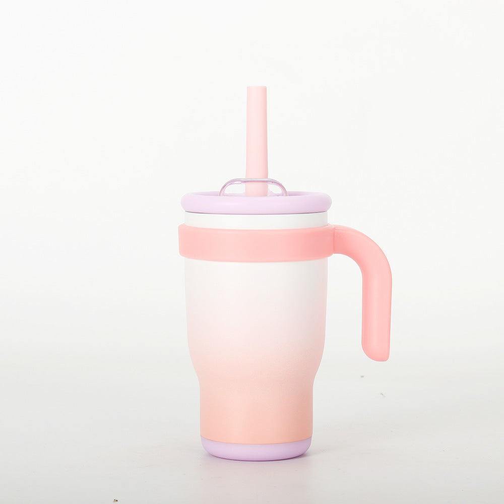 14oz Insulated Coffee Mug with Handle & Straw for Women – Double Wall Stainless Steel Tumbler, Pastel Silicone Boot Sleeve, Splash-Proof Lid, Fits Cup Holders – Cute Aesthetic Cup for Office, Gym, Yoga & Car