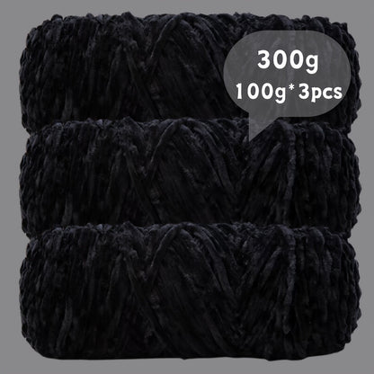 Velvet Chenille Yarn 3-Pack 300g (100g x3) Soft Bulky Knitting Crochet Yarn 47 Colors Beginner Friendly Luxury Handcraft for Sweaters Scarves Hats Dolls Bags Amigurumi DIY Projects