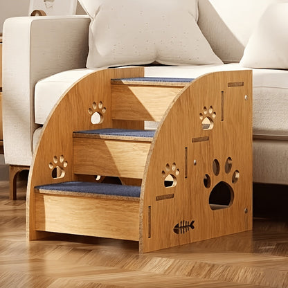 Pet Stairs for Dogs & Cats – Non-Slip 3 or 4 Step Staircase with Safety Railings for Bed & Sofa, Compact Ramp Design, 15 Inches High, for Small & Medium Dogs and Cats
