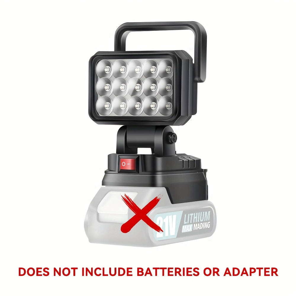 LED Work Light Compatible with Makita 21V Battery – High Brightness Portable Camping Lantern Flashlight, IP4X Waterproof, Smart Battery Protection, Emergency Light for Power Outage, Hurricane & Hiking, Black Yellow Blue