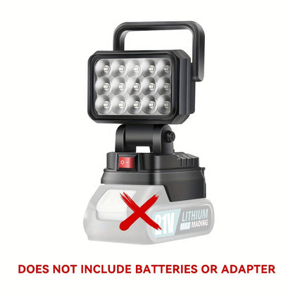 LED Work Light Compatible with Makita 21V Battery – High Brightness Portable Camping Lantern Flashlight, IP4X Waterproof, Smart Battery Protection, Emergency Light for Power Outage, Hurricane & Hiking, Black Yellow Blue