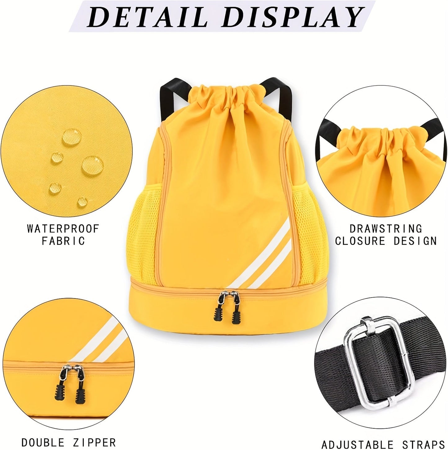 Lightweight Sports Drawstring Backpack for Men & Women | Gym Bag for Basketball Yoga Fitness | Spacious Polyester Shoulder Bag with Drawstring Closure & Inner Pouch | 6 Colors