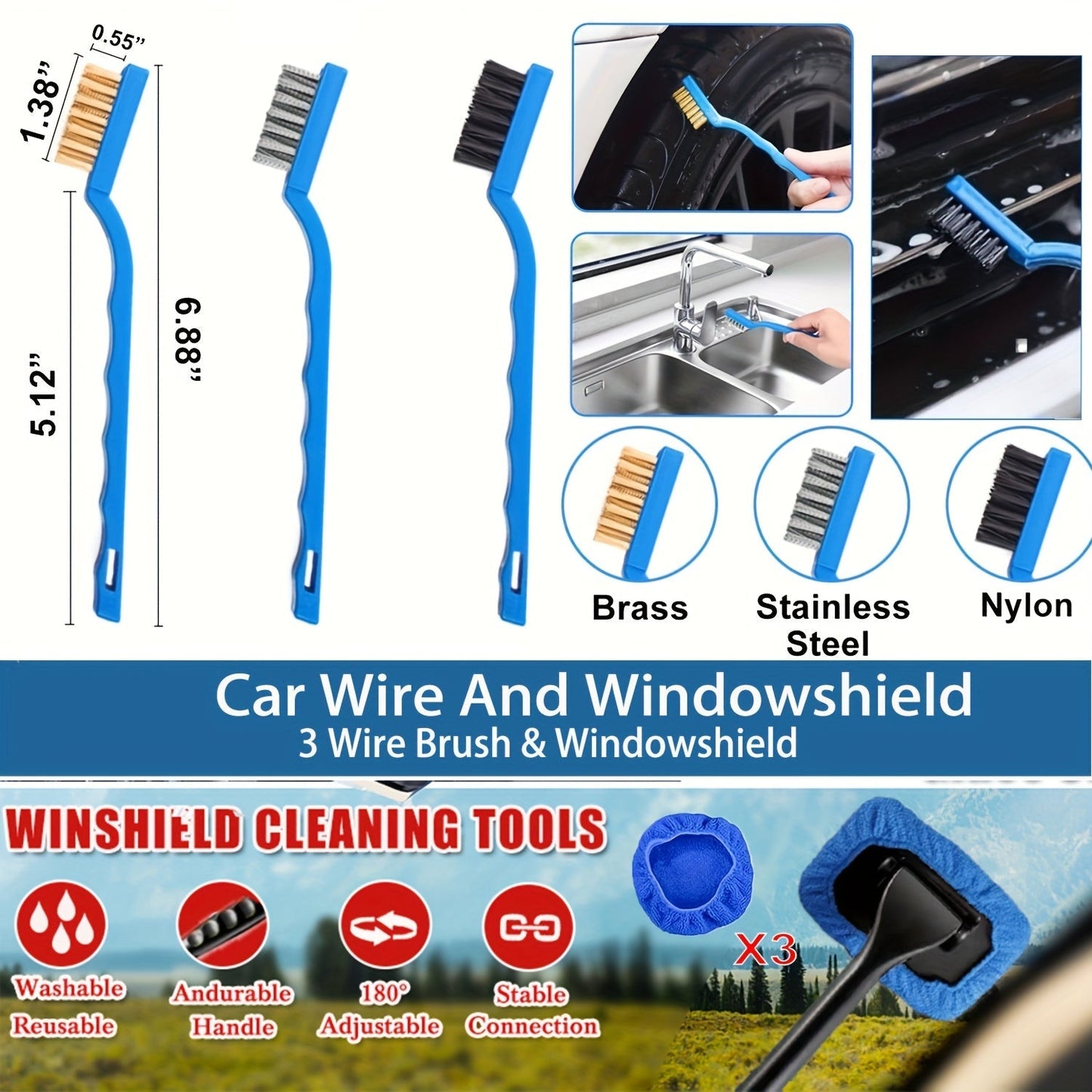 26PCS Car Detailing Brush Set – Complete Car Cleaning Kit with Drill Brushes, Wash Mitt, Tire Brush, Window Squeegee, Cleaning Gel & Storage Bag for Interior Exterior Wheels Vents Professional Auto Care