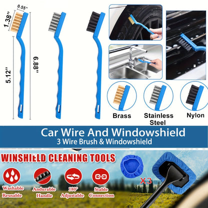 26PCS Car Detailing Brush Set – Complete Car Cleaning Kit with Drill Brushes, Wash Mitt, Tire Brush, Window Squeegee, Cleaning Gel & Storage Bag for Interior Exterior Wheels Vents Professional Auto Care