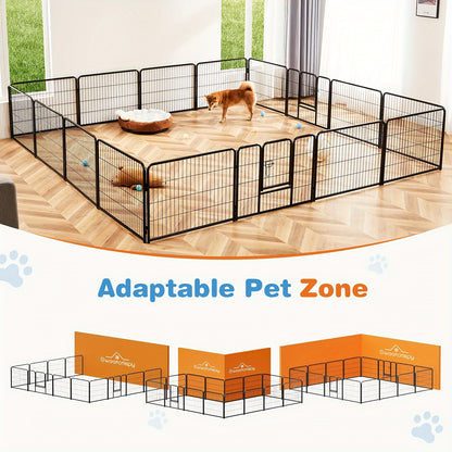 Portable Dog Playpen 8/16 Panels Heavy Duty Pet Exercise Pen for Large Medium Small Dogs Indoor Outdoor Use RV Camping Garden Yard Puppy Rabbit Animal Pen