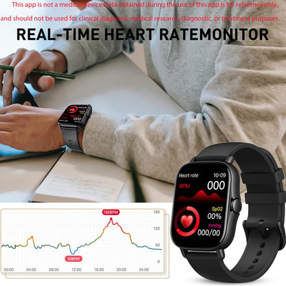 Smart Watch with Call & SMS for Android iPhone – Fitness Tracker with Heart Rate Monitor, Pedometer, Calorie Counter, Multi-Sport Modes, Customizable Watch Faces, Unisex Design, Black Pink Gold