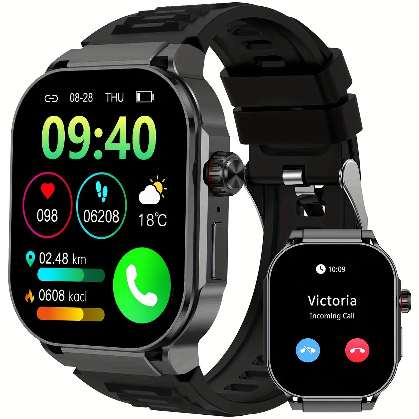 Smartwatch 2.1" HD Full Screen Display Bluetooth 5.3 with AI Voice Command, 400mAh Battery, Wireless Calls & SMS Alerts, 123+ Sports Modes, Music Playback & Social Sharing – Fashion Smart Watch for Men & Women