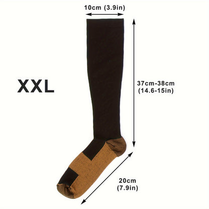 Copper Compression Socks 10 Pairs for Women & Men – Knee High Circulation Support Socks for Running Cycling Climbing Athletic Daily Wear S M L XL XXL Black Skin