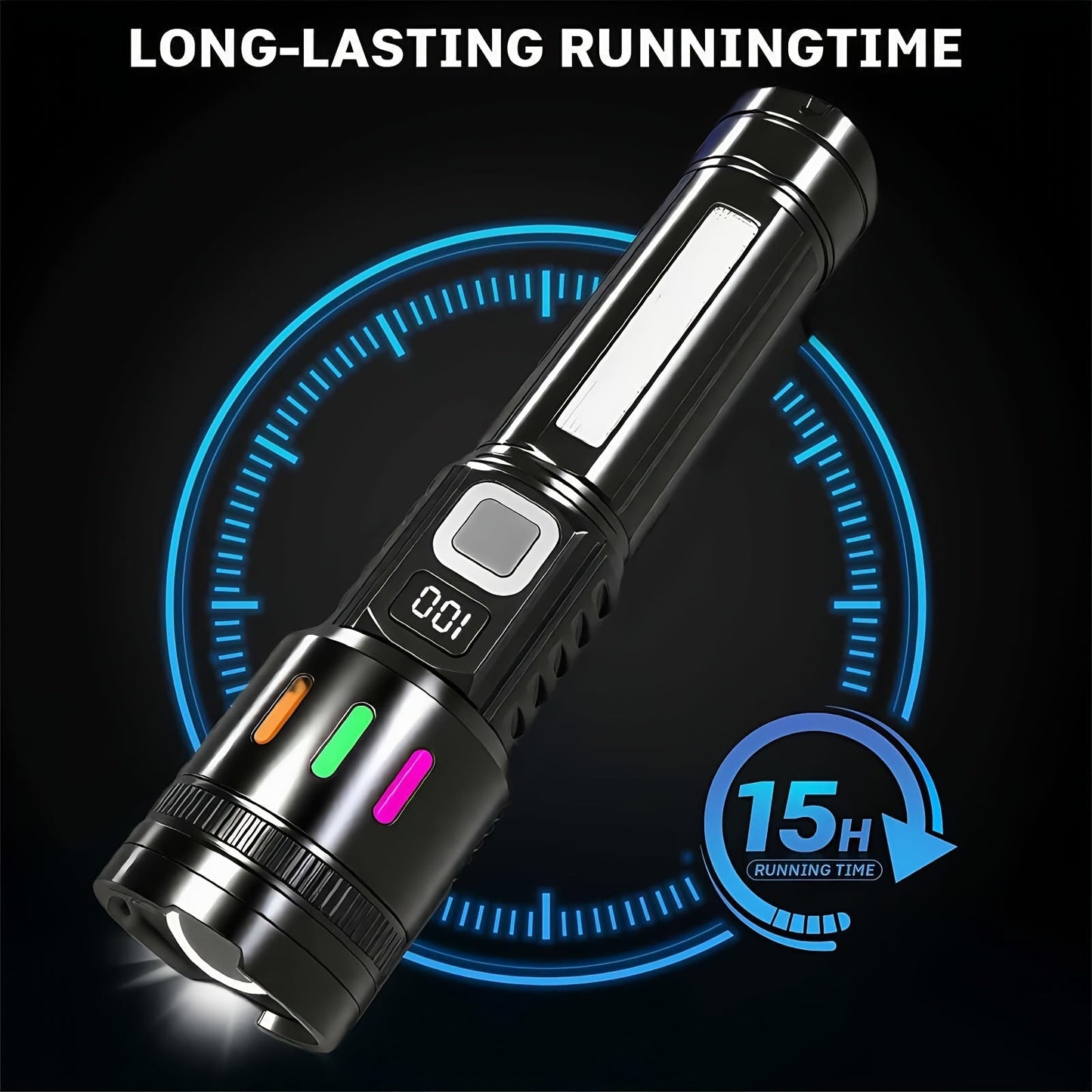 2 Pack Rechargeable LED Tactical Flashlight with Telescopic Zoom, COB Side Light & 5 Modes, High Power Handheld Flashlight USB-C for Camping Hiking Biking Emergency – Best Gift for Him