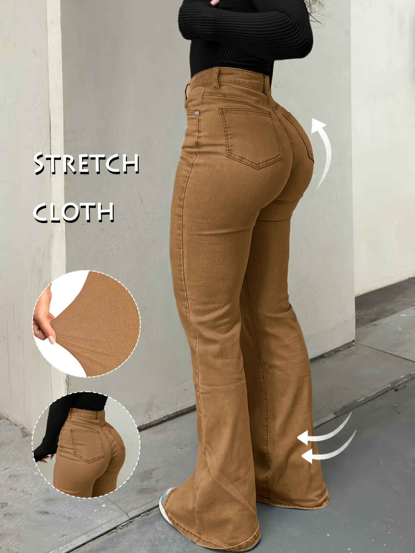 Women's Y2K Vintage High-Waist Straight Leg Denim Jeans – High Elastic Waistband, Solid Color Long Pants, 12 Colors, Sizes XS-XXL, Trendy Streetwear Fashion