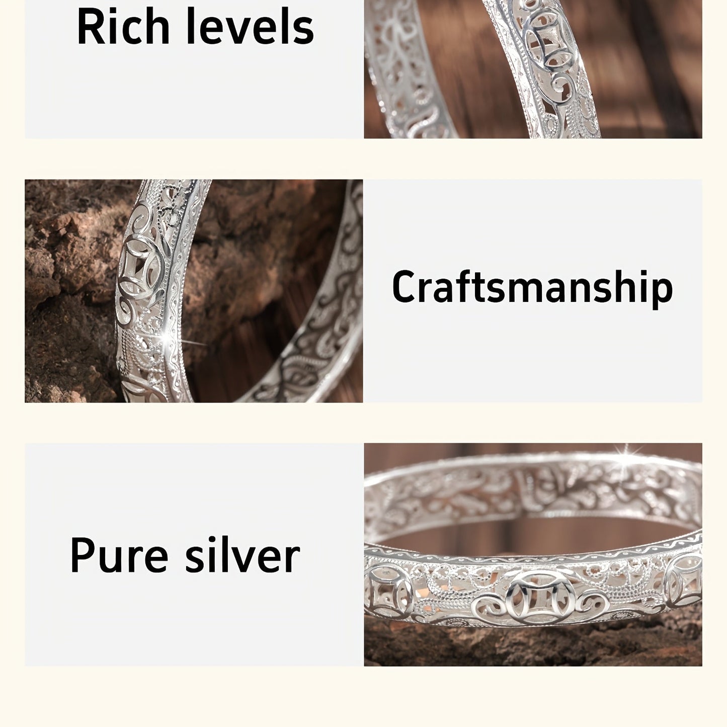S999 Pure Silver Bangle Bracelet for Women – Solid Closed-End Cuff, High-Purity Fine Silver Jewelry, Elegant Shining Fashion Accessory, Perfect Birthday & Anniversary Gift for Her