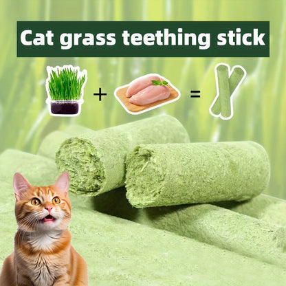 Cat Grass Sticks for Hairball Control – 3-in-1 Freeze-Dried Catnip Treats with Instant Granules & Hair Cream Tablets for Indoor Cats, Natural Hairball Remedy, 15 Count & 15-Pack Bundle