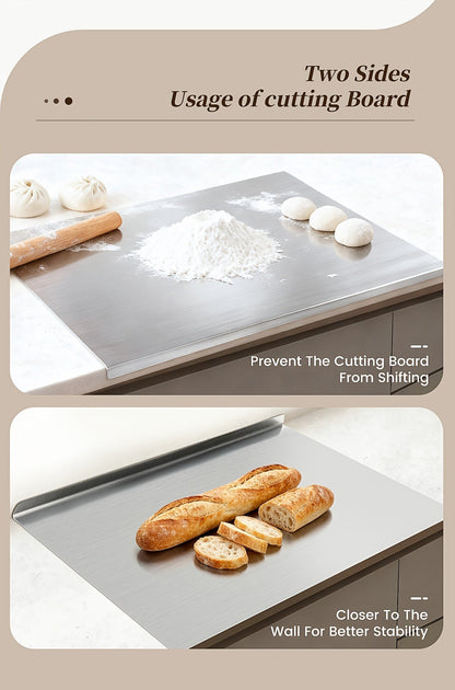 304 Stainless Steel Cutting Board – Rust-Proof Butcher Block Kitchen Prep Board, Easy to Clean, Available in 3 Sizes (15.75”×11.81”, 19.69”×15.75”, 23.62”×15.75”)