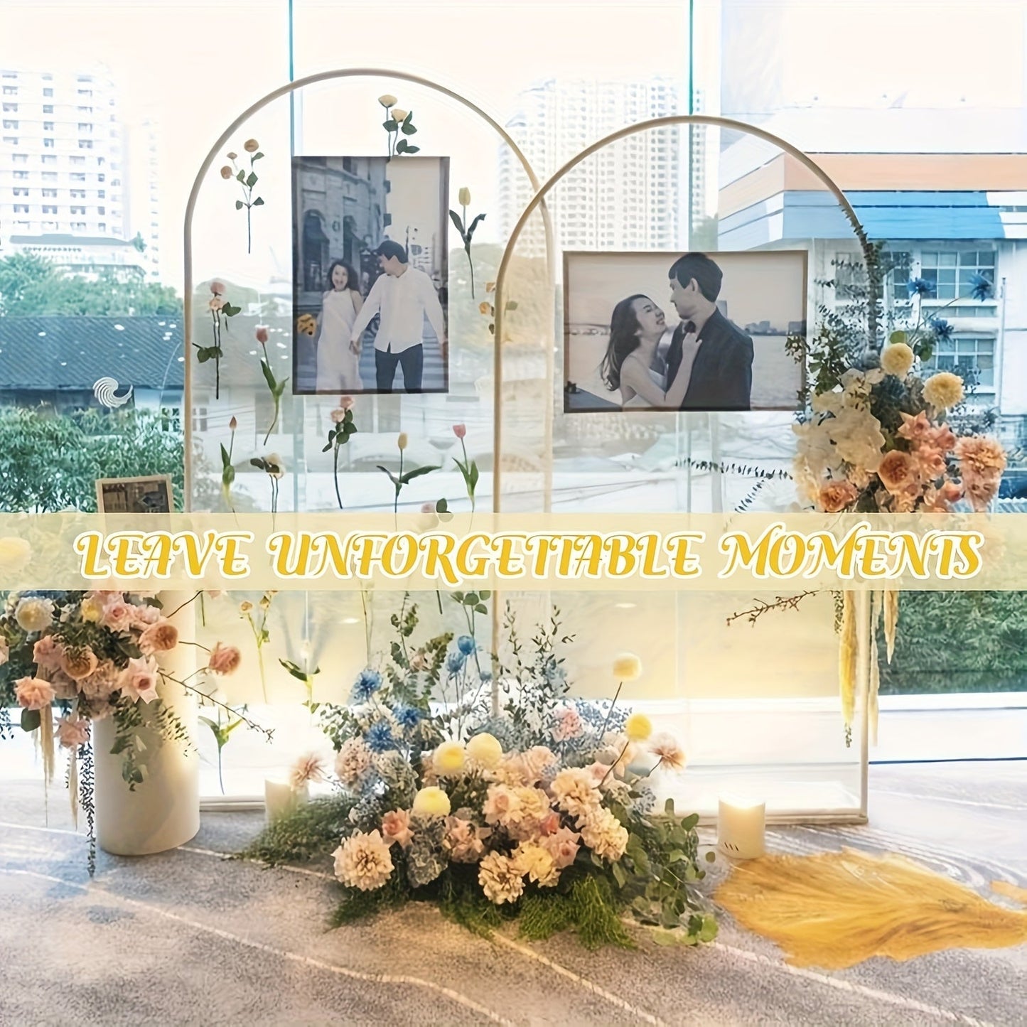 2Pcs Metal Wedding Arch Backdrop Stand Set 7.2FT + 6FT Gold Powder Coated Steel Frame – Easy Assembly Balloon Flower Arch for Wedding, Birthday, Eid, Ramadan & Indoor Outdoor Party Decor