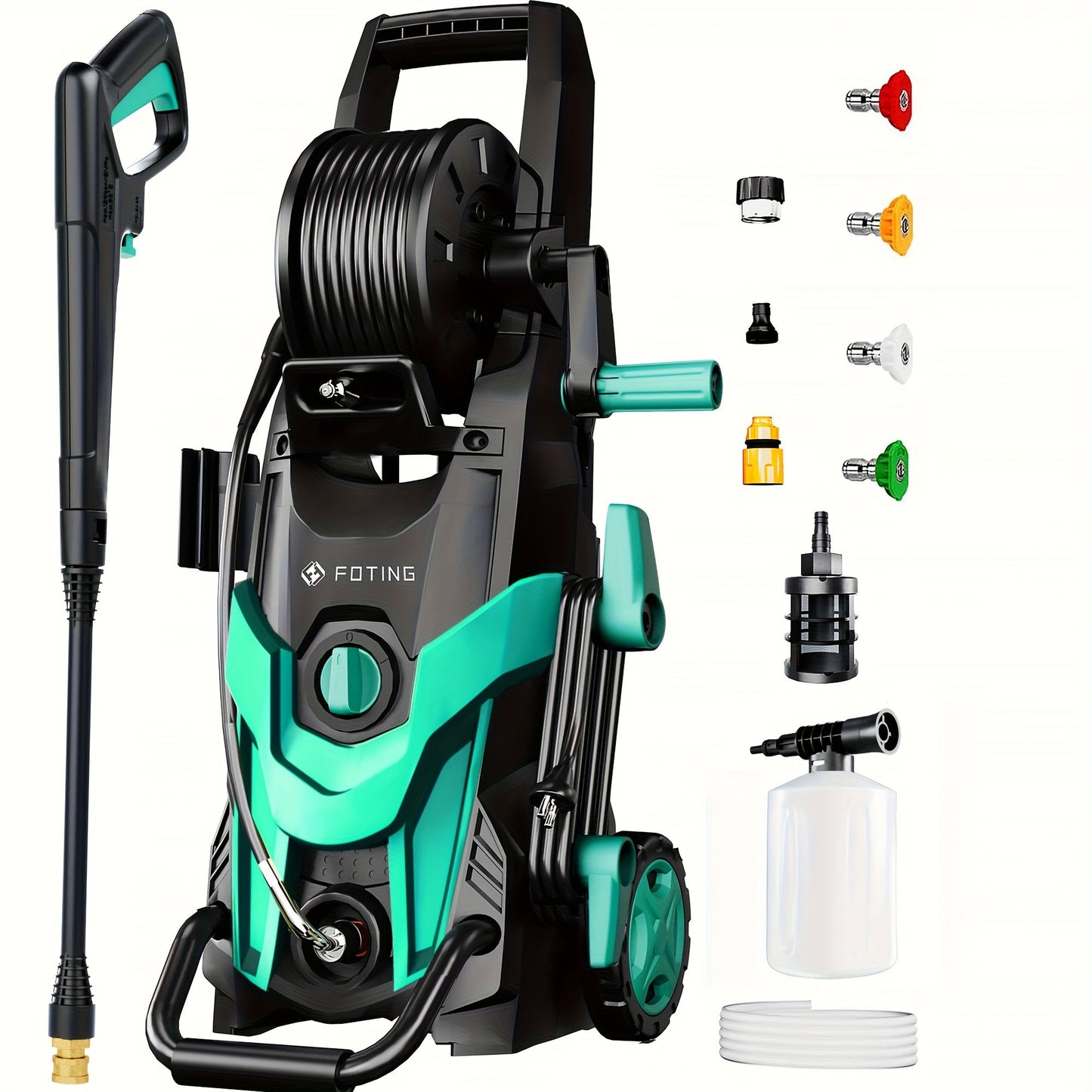 4500 PSI Electric Pressure Washer 3.2 GPM – with Foam Cannon, 4 Quick-Connect Nozzles, Inlet Hose & Filter for Car, Fence, Driveway & Home Cleaning