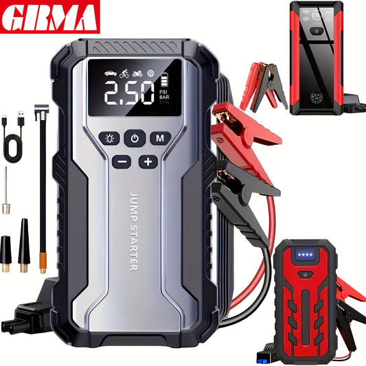 7-in-1 Portable Car Jump Starter 10000mAh – Multi-Functional Emergency Battery Booster with LED Emergency Light for Gas (2.64 Gal) & Diesel (2.38 Gal) Engines, Car Emergency Tool Kit