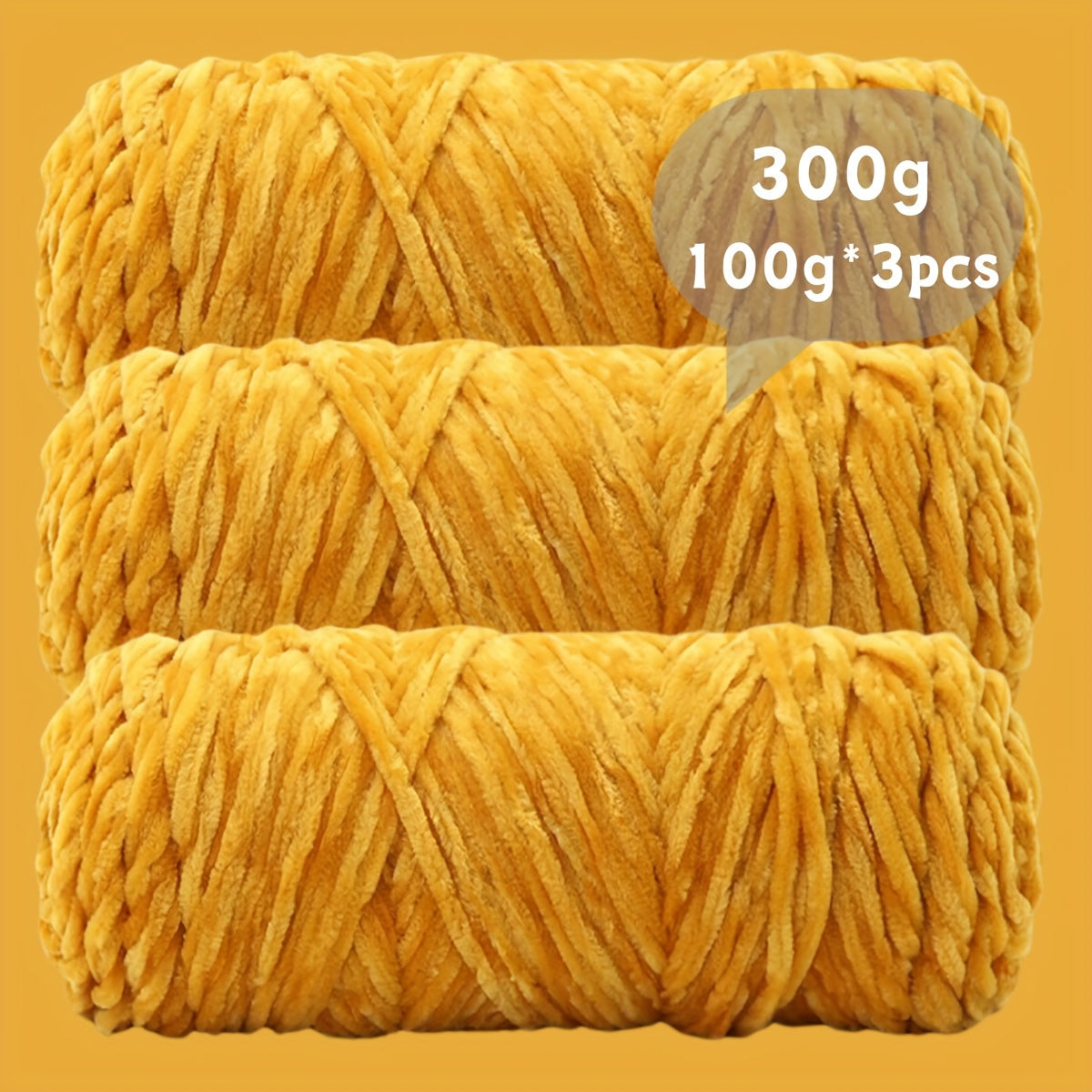 Velvet Chenille Yarn 3-Pack 300g (100g x3) Soft Bulky Knitting Crochet Yarn 47 Colors Beginner Friendly Luxury Handcraft for Sweaters Scarves Hats Dolls Bags Amigurumi DIY Projects