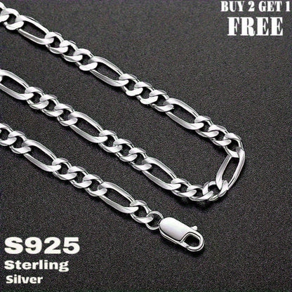 925 Sterling Silver Figaro Chain Necklace – 6mm Wide, 18 to 24 Inch, Unisex Men & Women, Includes Gift Box – Classic Silver Chain for Everyday Wear & Gifting