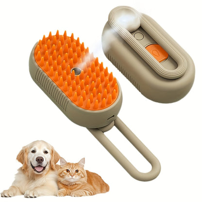 3-in-1 Self-Cleaning Pet Grooming Brush with Steam Spray & Shedding Control for Cats & Dogs USB Rechargeable Silicone Rubber Bristles – 2026 New Model