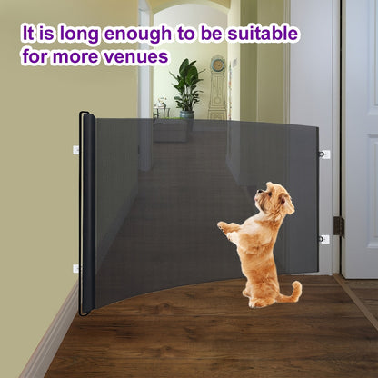 Adjustable Mesh Pet Gate – No-Drill, No-Hole Installation, Scalable Barrier Fence for Dogs & Cats – Fits Stairs, Doorways & Rooms, Black