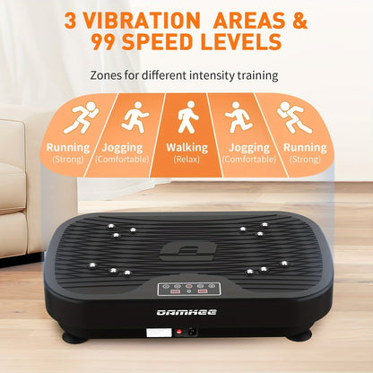 Vibration Plate Exercise Machine for Weight Loss & Lymphatic Drainage – Full Body Workout Platform with 99-200 Speed Levels, Quiet Motor, Portable Home Gym, Muscle Toning, 330 lbs Capacity