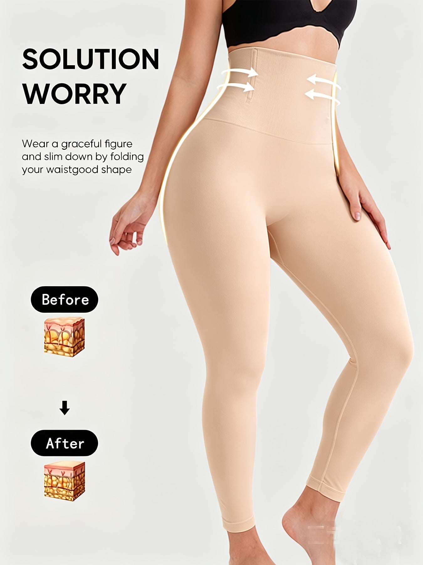 Butt Lifting Capri Leggings for Women – High Waist Tummy Control Yoga Pants, Squat Proof Stretchy Shaping Workout Capri, Apricot & Black