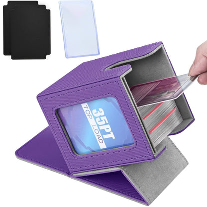 TCG Deck Box 100+ Double Sleeved Cards Commander Display Card Storage Case with 2 Dividers Top Sleeve Compatible with MTG Magic the Gathering Pokemon Yu-Gi-Oh Trading Card Game Black Gray Blue Purple Green