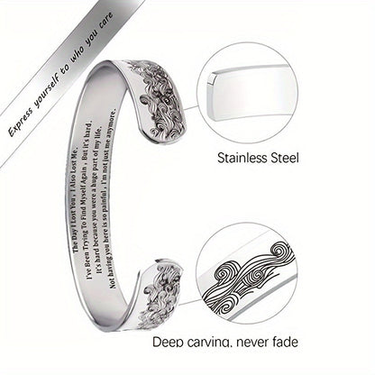 Pet Memorial Adjustable Open Cuff Bracelet for Animal Lovers – Vintage Style Commemorative Jewelry, C-Shaped Silver Bangle, Thoughtful Sympathy & Anniversary Gift for Pet Loss