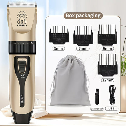 USB Rechargeable Wireless Pet Hair Trimmer for Dogs and Cats - Cordless Grooming Scissors with Lithium Battery 36V Low Voltage Safe, Professional Home and Salon Use Pet Clipper